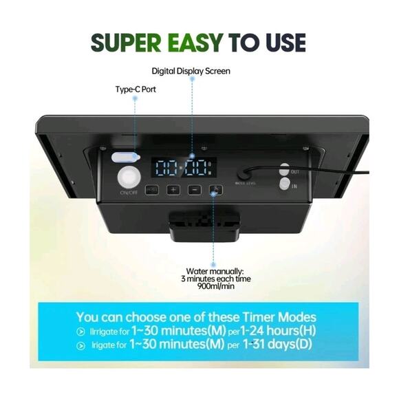 Solar Drip Irrigation System Outdoor, Skycow 3W Solar & USB Power Drip... - Picture 4 of 9